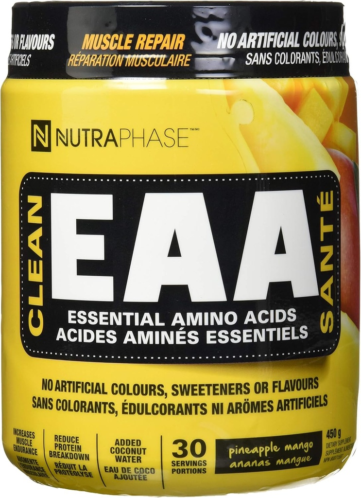 NutraPhase Clean EAA, 모든 자연, Vegan 친절, 글루텐 무료, 놀라운 맛, 파인애플 망고, 30 서빙, 16 Ounce