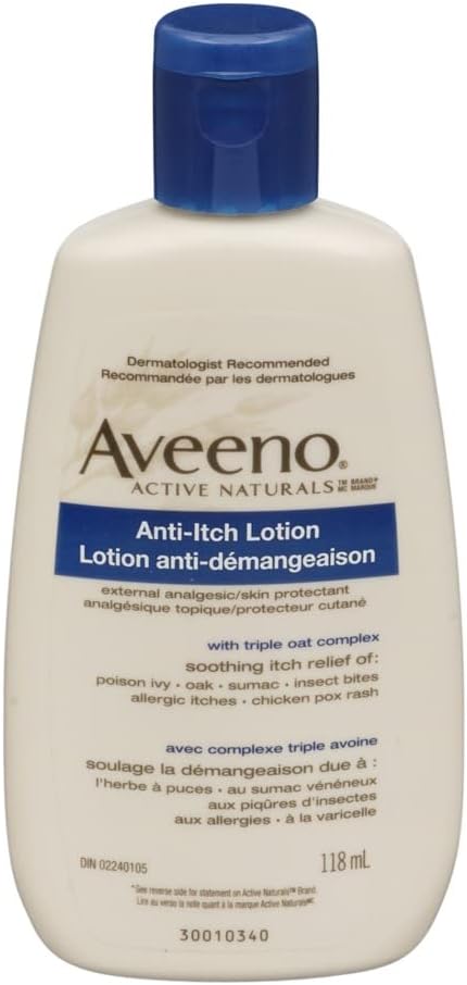 Aveeno Calamine와 Oat, Poison Ivy, Insect Bites, Chick Pox 및 Allergic Itches, 4 fl. oz에서 빠른 행동 침호를 위한 피부 보호하는 로션