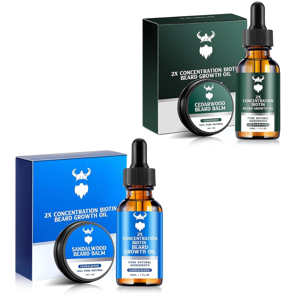 Sandalwood는 남자를 위한 2X 농도 Biotin를 가진 성장 기름과 2X 농도 Biotin를 가진 Cedarwood Beard 성장 기름, 자연 성분 & thickens 얼굴 머리 성장