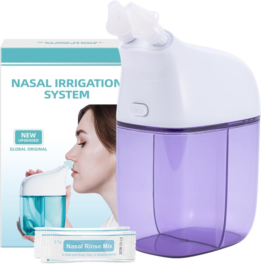 30 사선 패킷, Sinus Rinse Machine, Nose Sinus Cleaner Machine with Water Tank & Waste Collection Tank - Violet