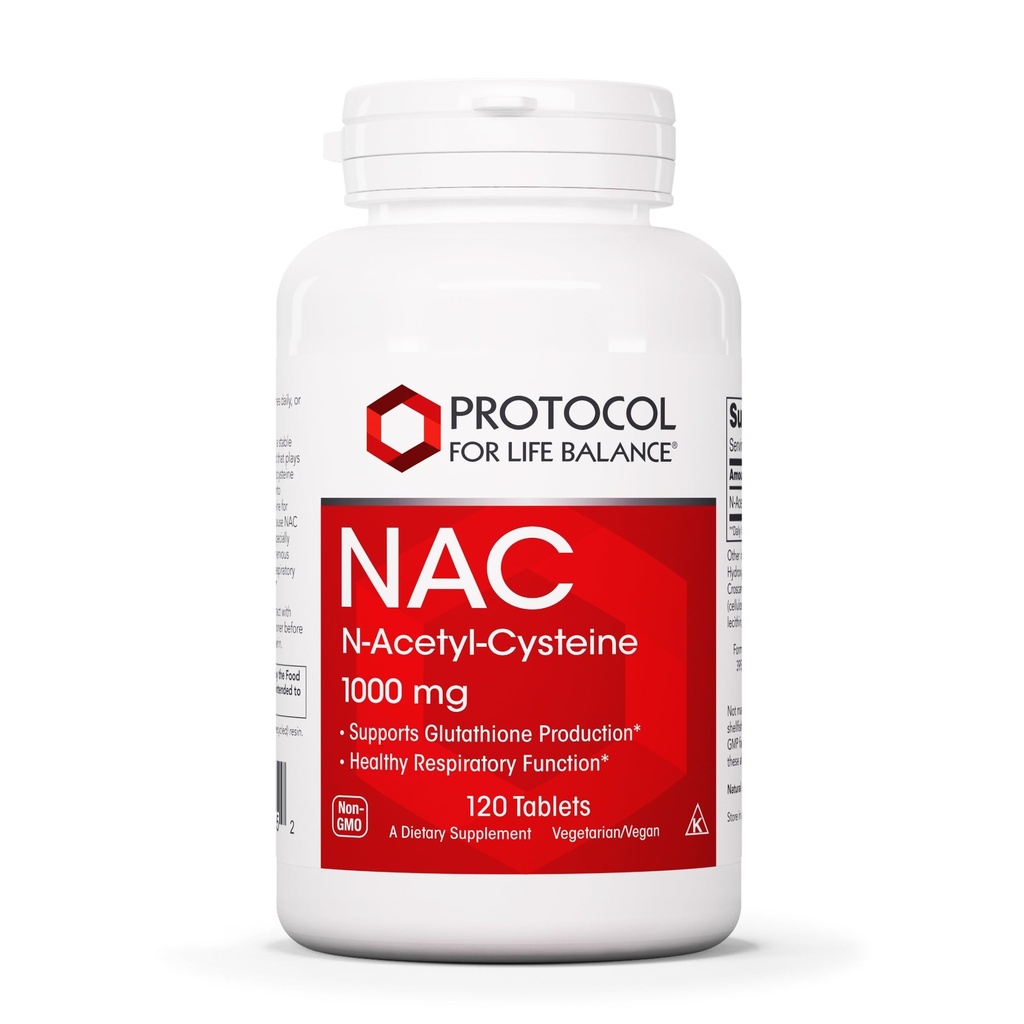 생활 균형 NAC N 아세틸 Cysteine 1000mg를 위한 PROTOCOL - 글루타티온 생산 & 호흡 기능 - 120의 탭