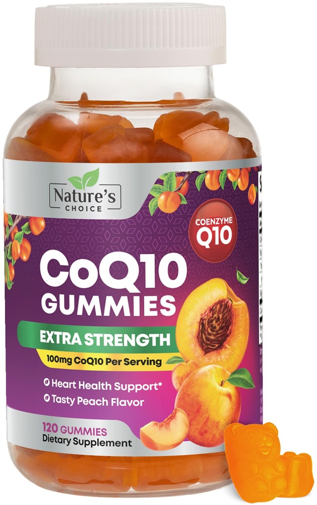 성인을 위한 CoQ10 Gummies - 서빙 당 Coenzyme Q10 100mg - 3X 힘, 심장 건강 지원 & 에너지 생산을 위한 높은 흡수 산화 방지제 보충교재 - Co Q10 (Coq 10) 보충교재 - 120 Gummies