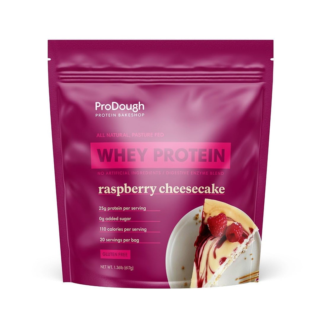 ProDough Gourmet Whey Isolate Shake Mix- Easy Digest Enzyme Blend, 25g Protein per Serving, Natural Ingredients, Gluten Free, Keto Friendly (라즈베리 치즈 케이크)