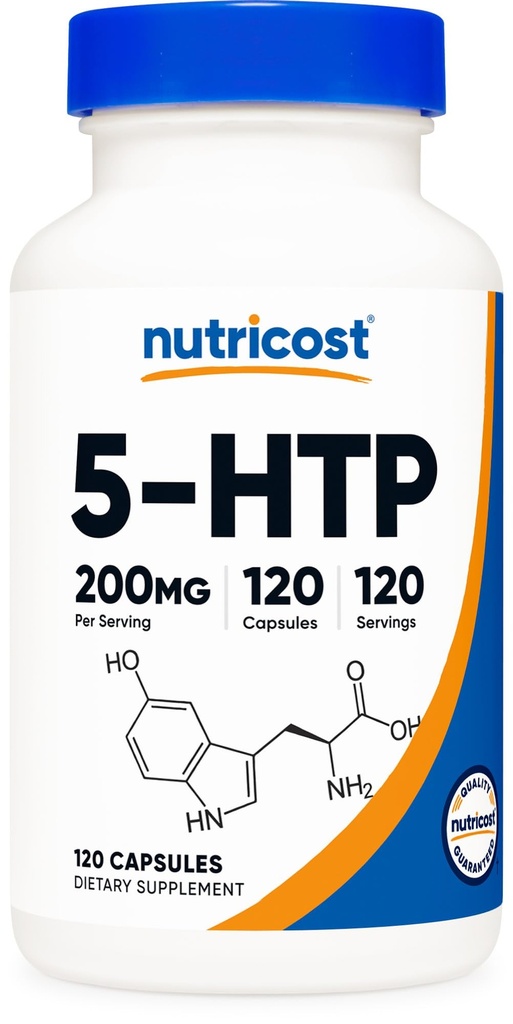 Nutricost 5-HTP 200mg, 120 채식 캡슐 (5-Hydroxytryptophan) - 비 GMO 및 글루텐 무료