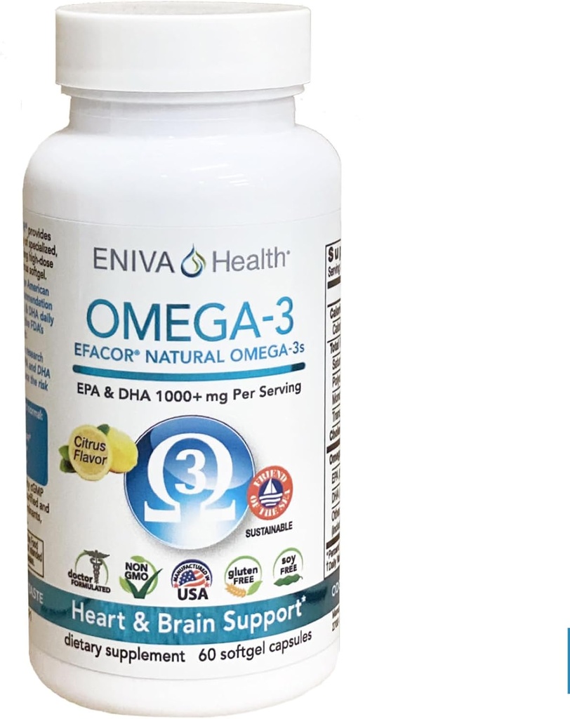 Eniva Omega-3 물고기 기름 높은 EPA/DHA 프리미엄 물고기 기름 매일 보충교재 (60의 모자)