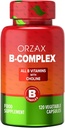ORZAX 비타민 B 복합 보충 여성 및 남성 Choline, Inositol - 균형 에너지 대사 - 면역 및 신경 건강 (120 Veg 캡슐)