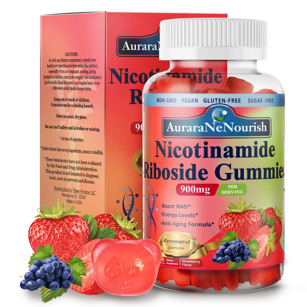 NAD 보충교재 Gummies 설탕 자유로운, NAD Nicotinamide Riboside Resveratrol 900mg w. Quercetin, 교원질 Biotin & 비타민, 노화 방지, 에너지, 초점을 위한 높은 힘 NAD Resveratrol 보충교재