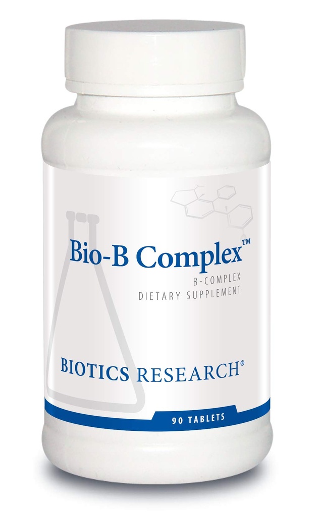 Biotics 연구 Bio B Complex Folate와 비타민 B2, B6 및 B12 에너지 생산, 지원 심혈관 기능, 대사 통로, 뇌 건강 90 탭을 가진 높은 효능 B 복합체