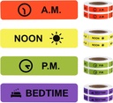 약 스티커 약물 지침 라벨 영구 용지 라벨 AM NOON PM 알약 케이스 플래너 0.4 * 1.6inch (목록 4 팩 당 500)