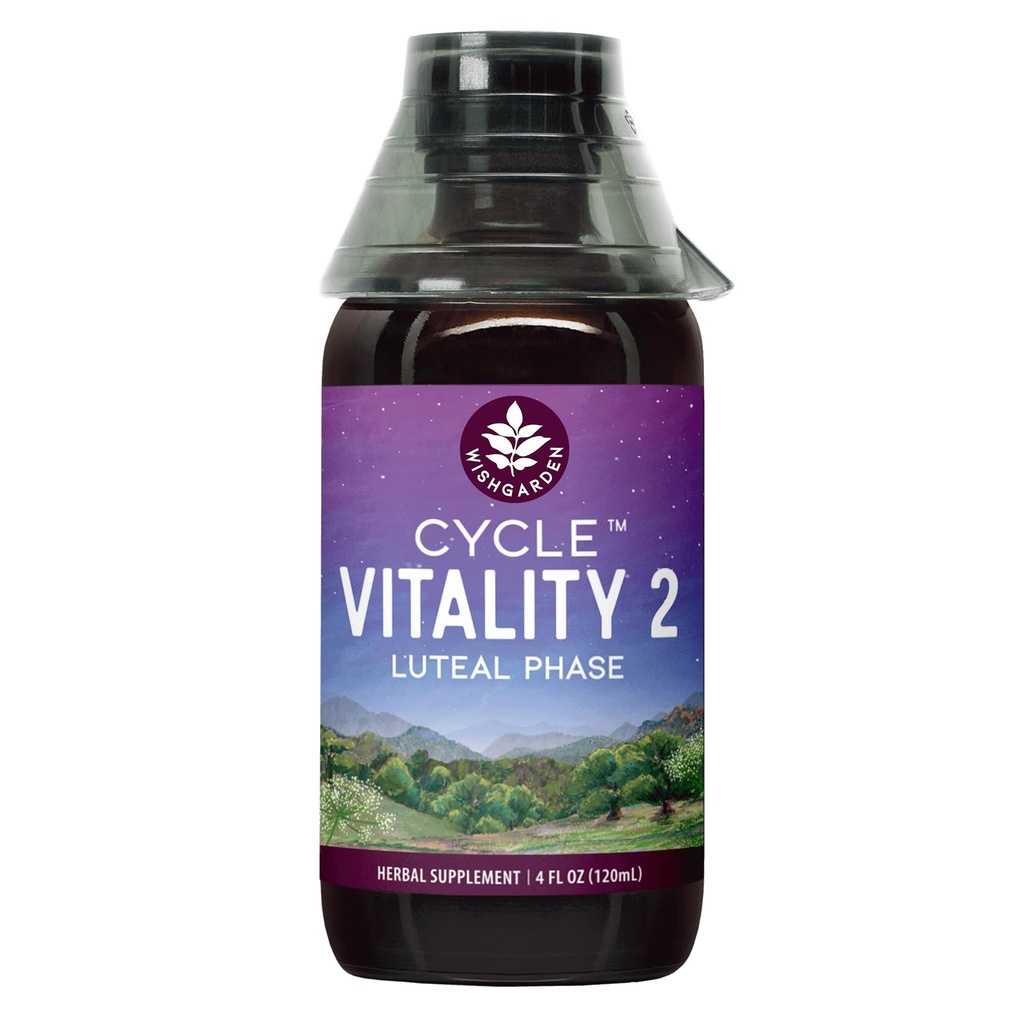 WishGarden 허브 사이클 활력 2 Luteal 단계 - 야생 Yam 및 Vitex Chasteberry와 식물 기반 황체 호르몬 보충 건강한 생리주기, 불연성 및 건강한 황체 호르몬 수준, 4oz