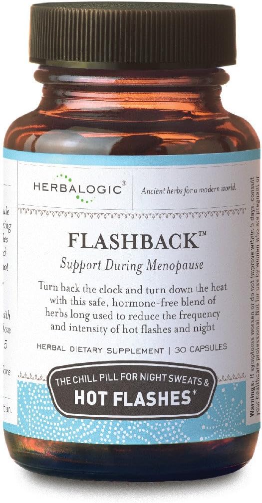 Herbalogic - Flashback 허브 캡슐 - Menopausal 핫 플래시, 나이트 스웨터, Sleeplessness, Irritability & Mood 스윙을위한 천연 구호 - 30 Cap Count