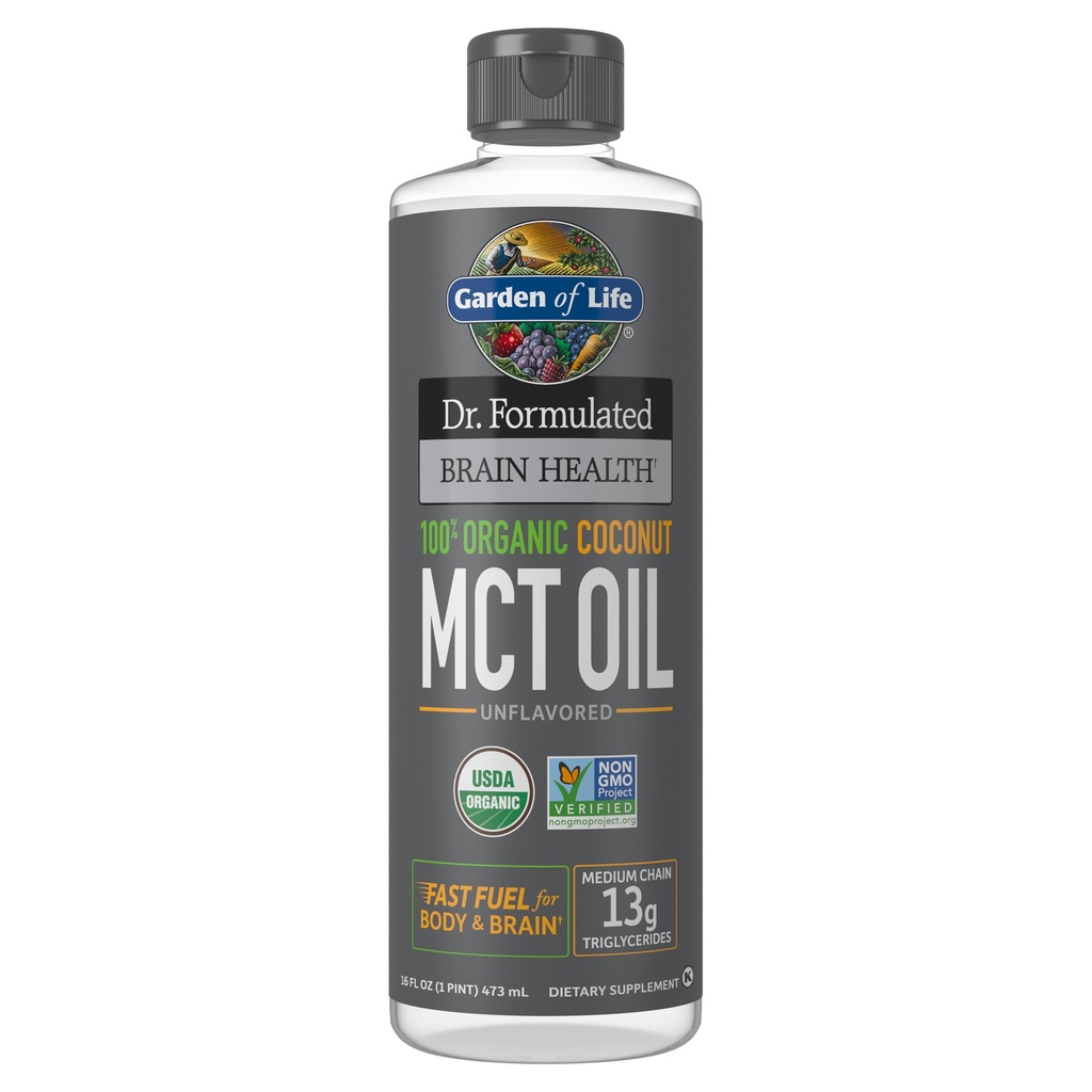 생명 박사의 정원 공식 두뇌 건강 100 % 유기 코코넛 MCT 오일 16 fl oz Unflavored, 13g MCTs, Body & Brain Fuel, 공인 비 GMO Vegan & 글루텐 무료, Hexane-Free