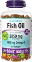 Webber Naturals Fish Oil 2850 mg, 높은 효능, 서빙 당 1,800 mg 오메가-3, 120 Clear Enteric Softgels, No Fishy Aftertaste, Ultra-Purified, 지원 심장,인지, 관절 건강