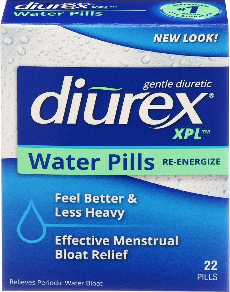 Diurex XPL Re-energizing 물 약 - 출혈 및 피로 완화 - 22 개