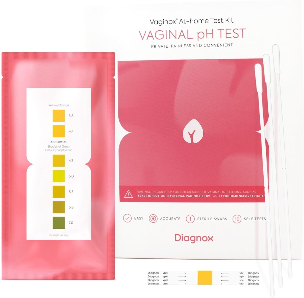 DIAGNOX HEALTH 여성 질 PH 시험 장비 | Sterile Swabs | Home Yeast Infection Test & BV Test Strip | 빠르고 정확한 임상시험 pH 밸런스 홈 테스트 | FSA/HSA Eligible (Pack of 10)