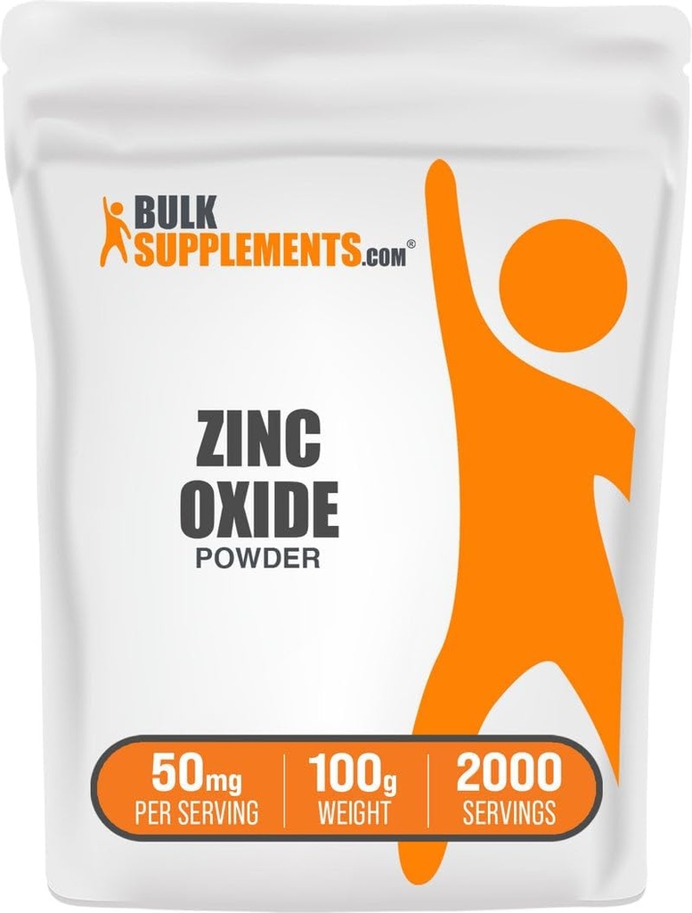 BulkSupplements.com 산화 아연 분말 - 산화 아연 보충, 면역 지원을위한 광 보충 - 글루텐 무료, 50mg 서빙 당, 250g (8.8 oz) (팩 1)