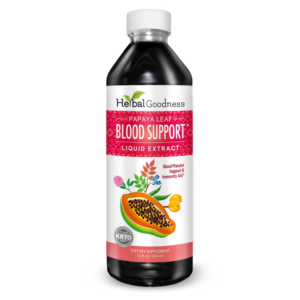 Papaya 잎 혈액 지원 액체 - 15X 힘 - Papaya 잎 추출물 - 건강한 플루트, 혈액 정화, 소화, Papaya 효소 -12oz 액체 - 초본 Goodness (1 bttl)