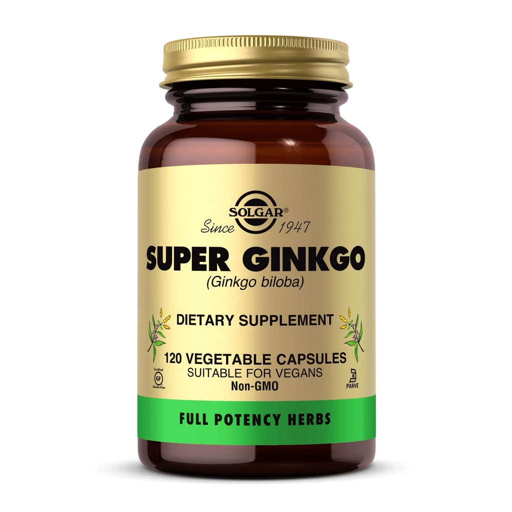 Solgar Super Ginkgo, 120 식물성 캡슐 - 전체 효능 (FP) - 산화 방지제 및 신경 시스템 지원 - 뇌 건강 - 비 GMO, Vegan, 글루텐 무료, 유제품 무료, 고셔 - 120 서빙