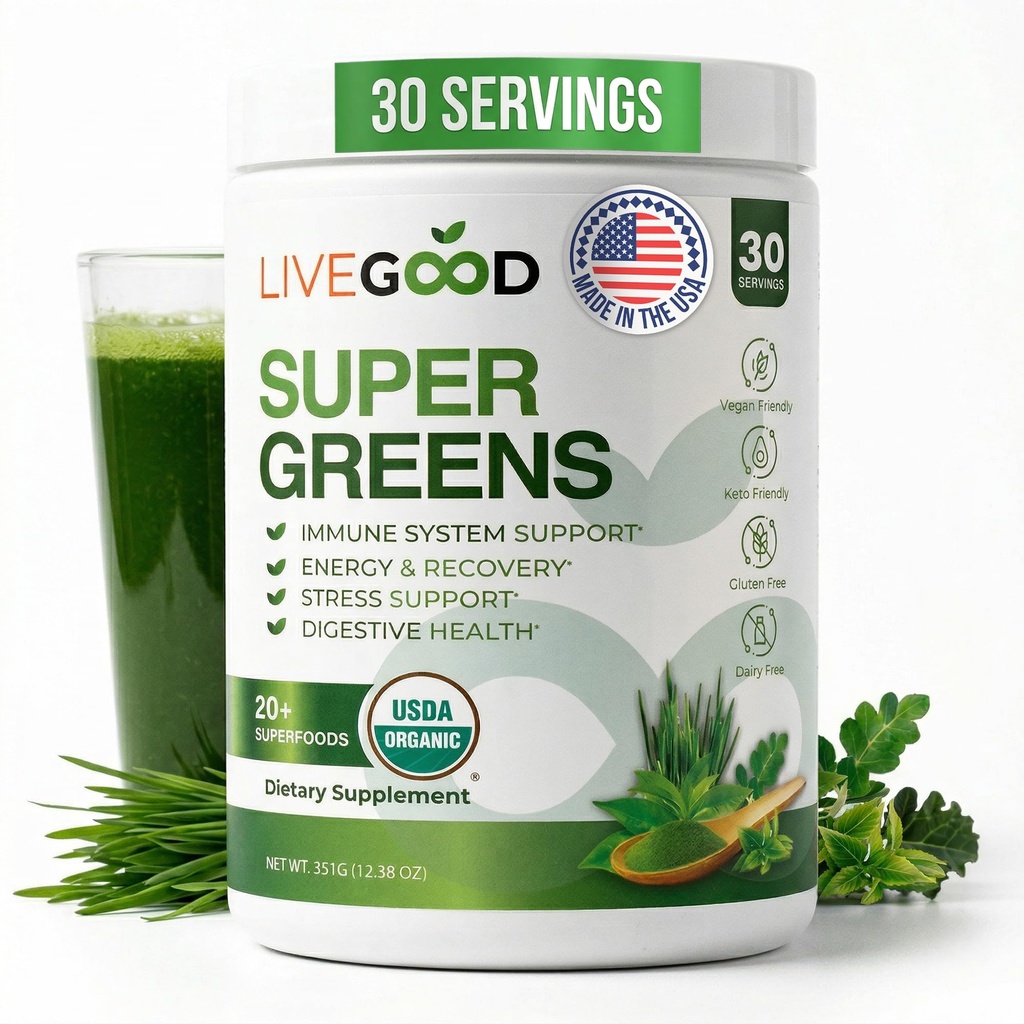 Wheat Grass Powder, Immune Support, Energy and Detox, Green Juice Powder Supplement (30 서빙), 12.38 Oz의 Daily Superfood Powder와 함께 친환경 슈퍼 푸드 파우더