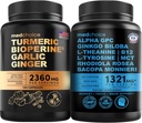 MEDCHOICE Turmeric & Ginger (120ct) 및 Nootropic Brain (60ct) 보충 번들 - 관절, 소화, 두뇌, & 무드 지원을위한 웰빙 듀오 - Vegan, Non-GMO, 글루텐 프리
