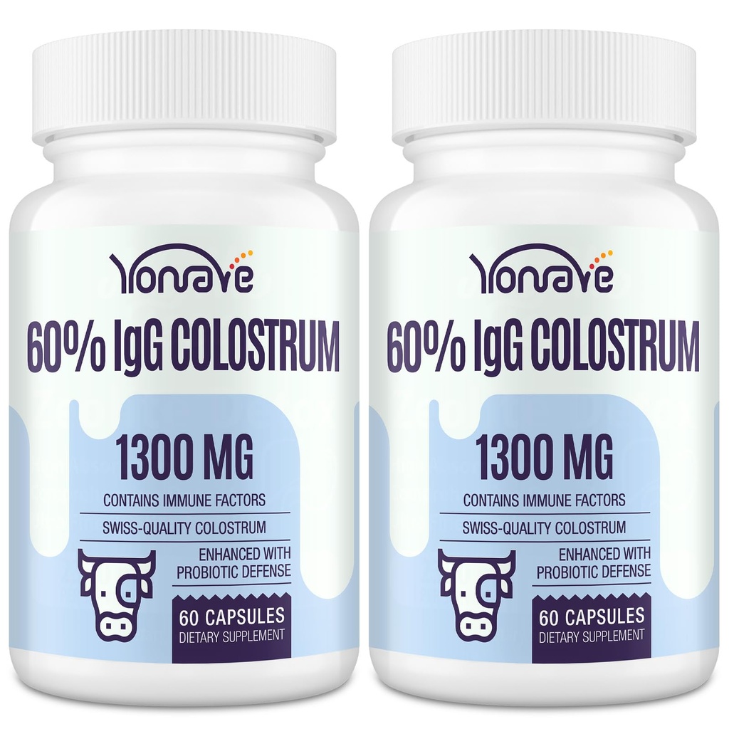 Bovine Colostrum 캡슐 보충교재 1300mg - 여분 높은 60% IgG Bovine Colostrum - Gut, 뼈, 운동, 면역 - 120의 캡슐
