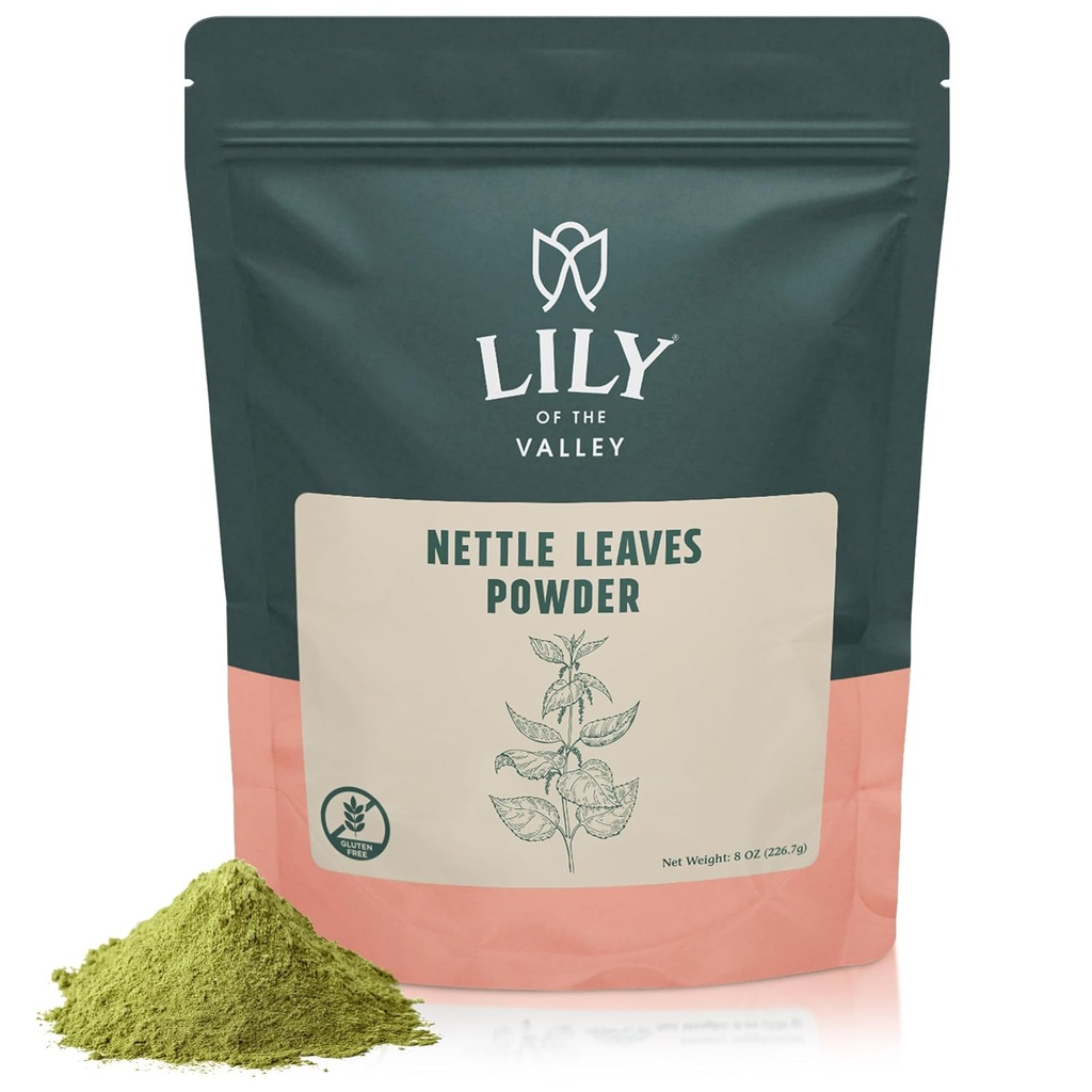 VALLEY Nettle Leaf Powder의 LILY - Gently Dried and Ground - 100 % Natural Sting Nettle - 조리법에 이상적인 추가 - Vegan & Gluten-Free - Resealable 파우치 (4oz, 113g) 포장