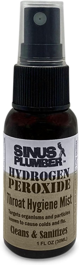 Sinus Plumber Hydrogen Peroxide Sore Throat Spray Cleans, Calms 및 Protects, Cold 및 Flu 공식