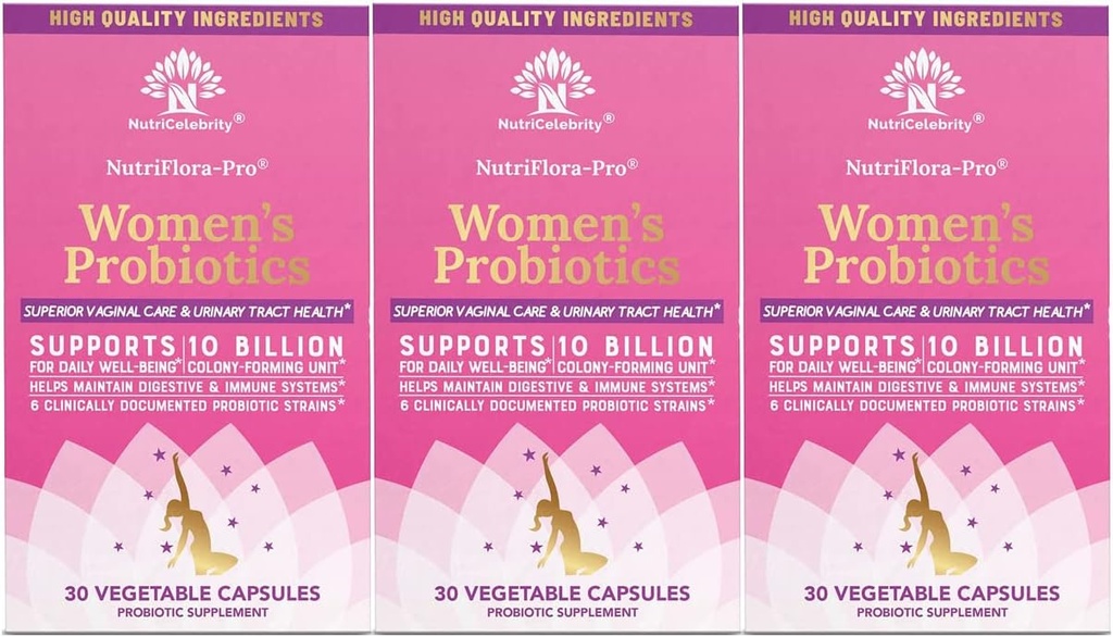 여성 10 억 CFU 6 Strains, Digestive, Vaginal&Immune 건강, PH 균형 & Feminine 건강, Period 고통, BV 기복, Cranberry Extract+ 3 팩을 위한 유기 Prebiotics를 위한 Nutricelebrity Probiotics