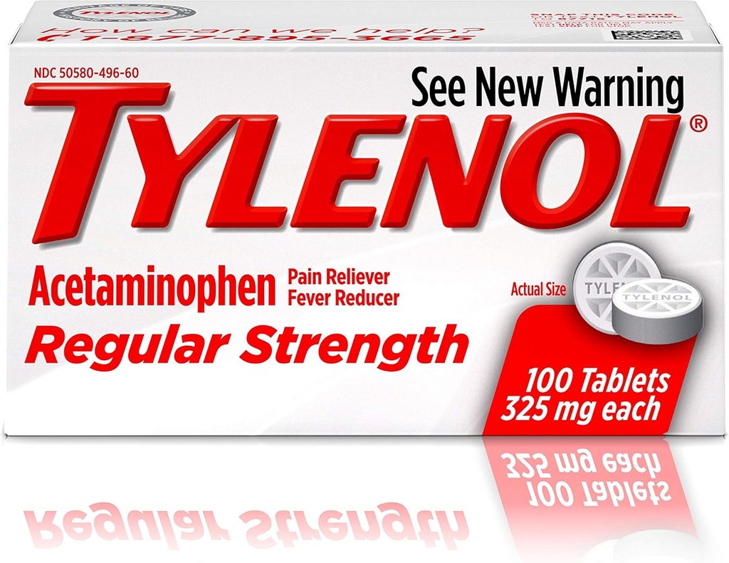 Tylenol Reg Strngth 100'S 크기 100ct Tylenol 325 Mg 일정한 힘 고통 Reliever