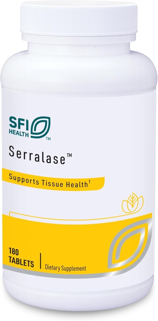 Klaire Labs SFI 건강 Serralase - Serratia Peptidase와 채식 Proteolytic 효소 혼합 & 소화를위한 Bromelain, Papaya & Pineapple, Hypoallergenic (180 Enteric 코팅 정제)