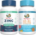 MaryRuth Organics 아연 (트 라즈베리) & 비타민 K2 + D3 칼슘 Gummies (Peach Mango & Apricot) | Clean Label Project Verified® | 면역 및 관절 및 뼈 건강 비타민 | 비건, 비 GMO