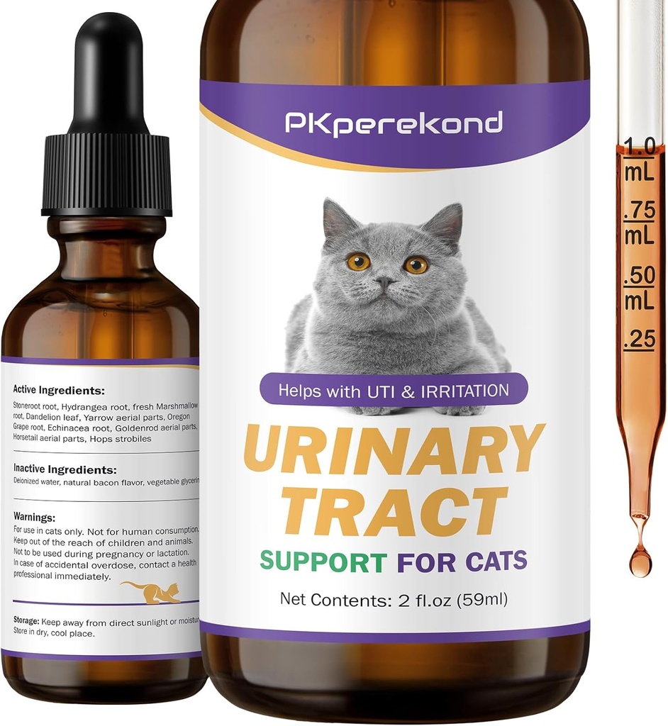 고양이를위한 Urinary Tract 지원 - 고양이를위한 UTI 치료 - Urinary Tract Health, 유린 결정, Kidney 및 Bladder 지원 보충교재, 2 oz CATNEW