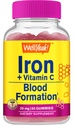 WellYeah Iron Gummies with Vitamin C -Anemia and Cellular Energy Support, Red Blood Cell Formation - 에너지 및 면역 시스템 지원 -자연 포도 맛-60 Gummies