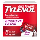 Tylenol 여분 힘은 분말 팩, 500 mg Acetaminophen 고통 Reliever & Fever 흡진기 약, Minor Aches & 고통을 위한 빠른 기복, Ibuprofen & Aspirin 자유로운, 온-고 Berry 풍미, 32 Ct를 녹입니다
