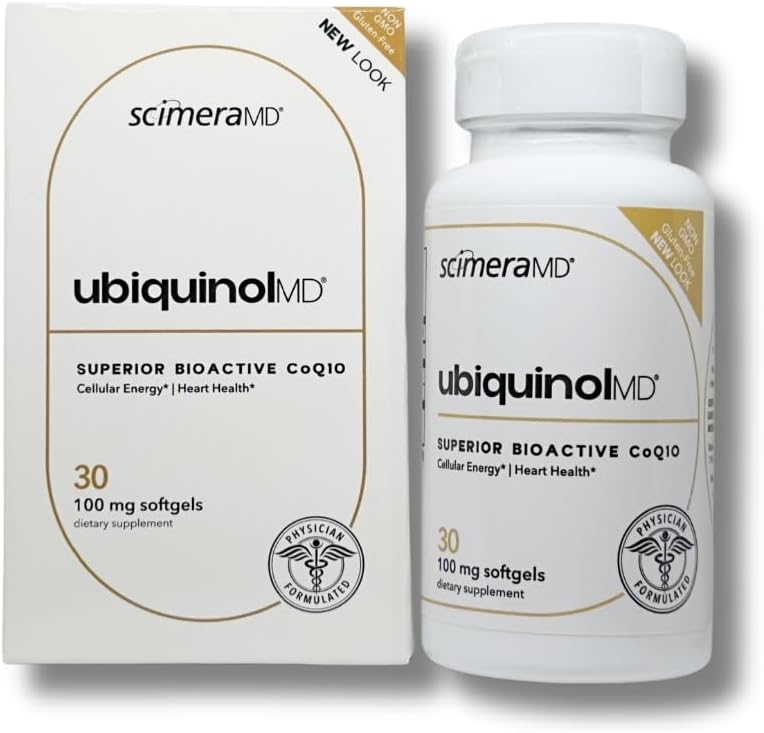 ScimeraMD® Ubiquinol Coenzyme Q10 Kaneka QH 심장 건강과 세포 에너지 생산을 위한 산화 보충교재, 30 CT