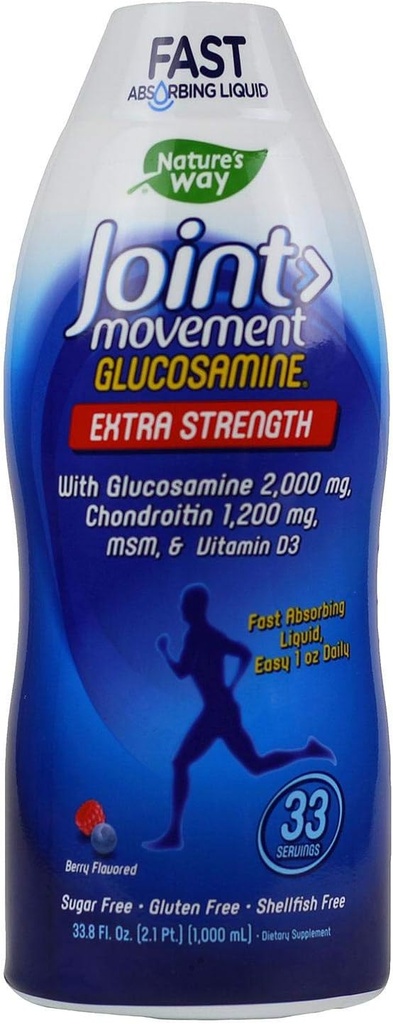 자연의 방법 여분 힘 합동 운동 글루코사민 자연적인 베리 풍미 33.8 fl oz ea (2 팩)