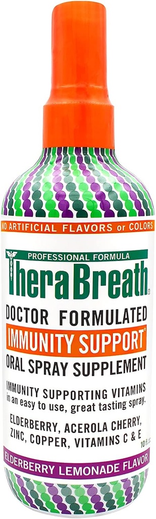 TheraBreath Immunity 지원 의사 공식화된 구두 살포 보충교재, Elderberry Lemonade, 10 Ounce