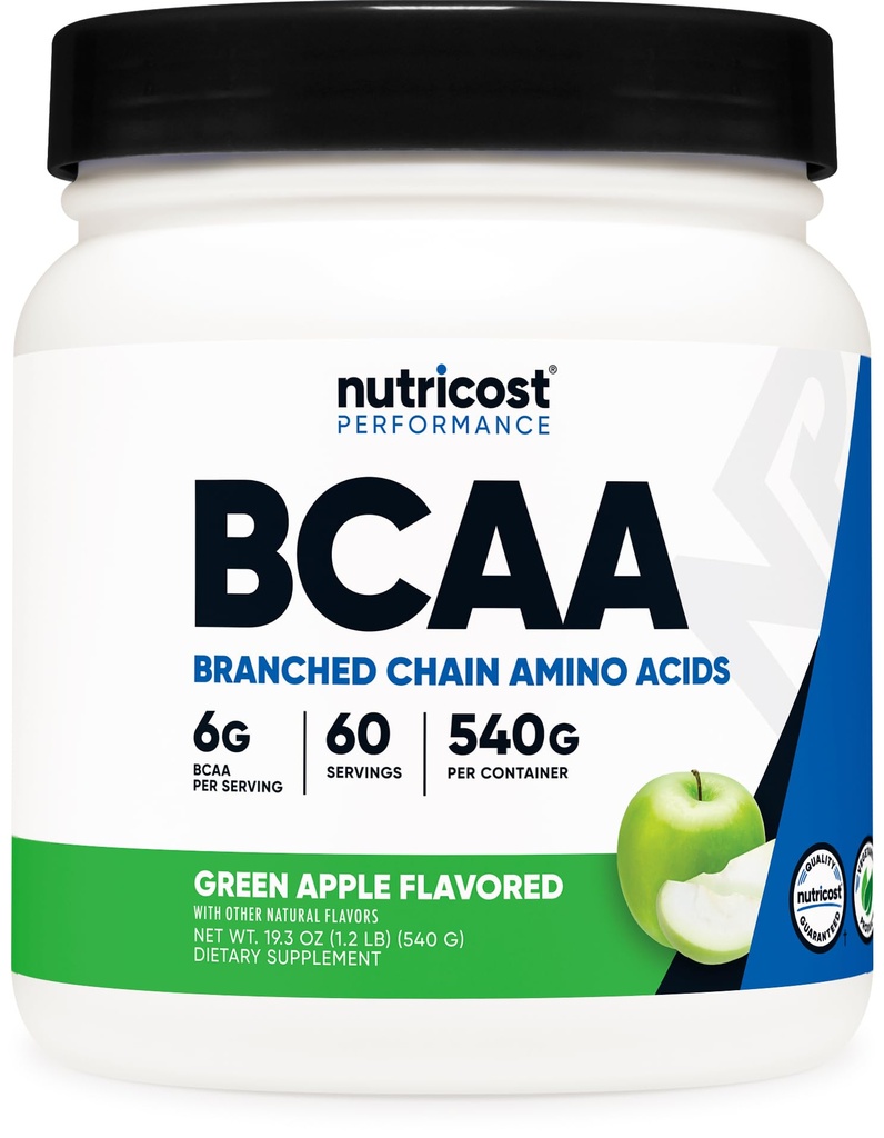 Nutricost BCAA 분말 2:1:1 (녹색 사과, 60의 서빙)