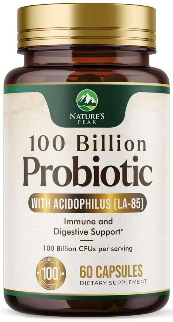 Probiotics 100 억 CFU - Prebiotics가있는 16 Probiotic Strains - Immune, Gut Health, PH, Occasional Constipation, Gas & Bloating - 여성 및 남성을위한 보충 - 60 캡슐