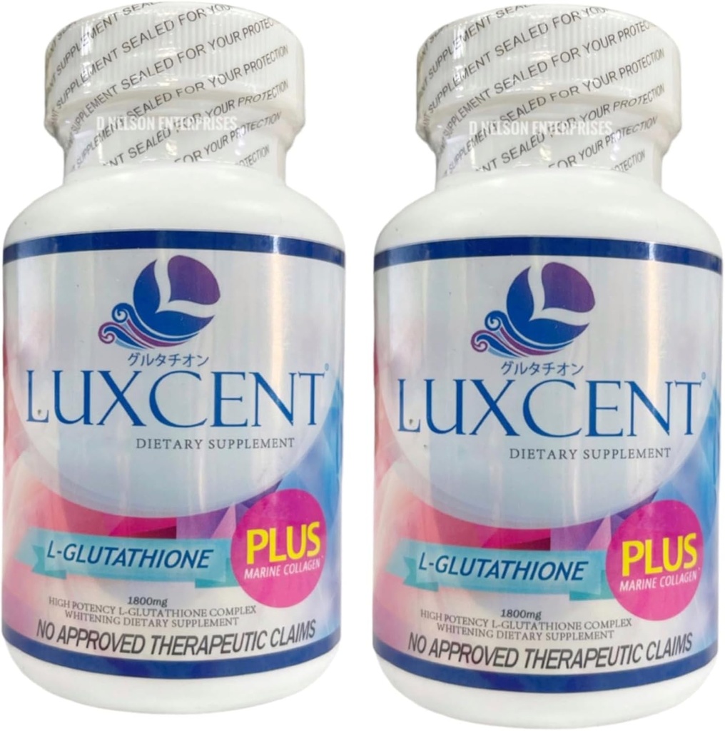 일반 2 병 Luxcent 글루타티온 플러스 캡슐 1800mg, 60 카운트
