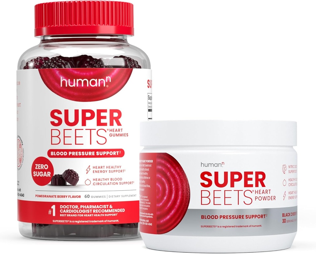 인간적인 SuperBeets 심장 Gummies 영 설탕 & 까만 버찌 분말