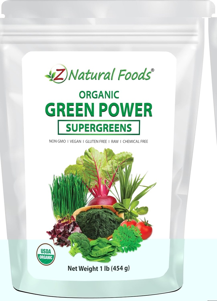 Z 천연 식품 유기 녹색 Superfood 분말 - Barley Grass, Wheatgrass, Spirulina, Spinach, Broccoli, Alfalfa 리프, Beet Root, Tomato, Dulse & Moringa - Raw Vegan Gluten 무료 - 1lb