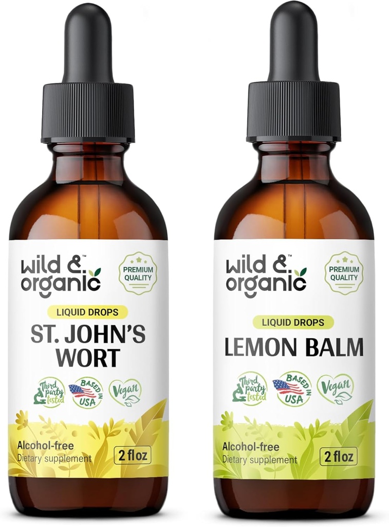 야생 & 유기농 세인트 존스 워시 테닉스 2 fl oz & Lemon Balm Tincture 2 fl oz