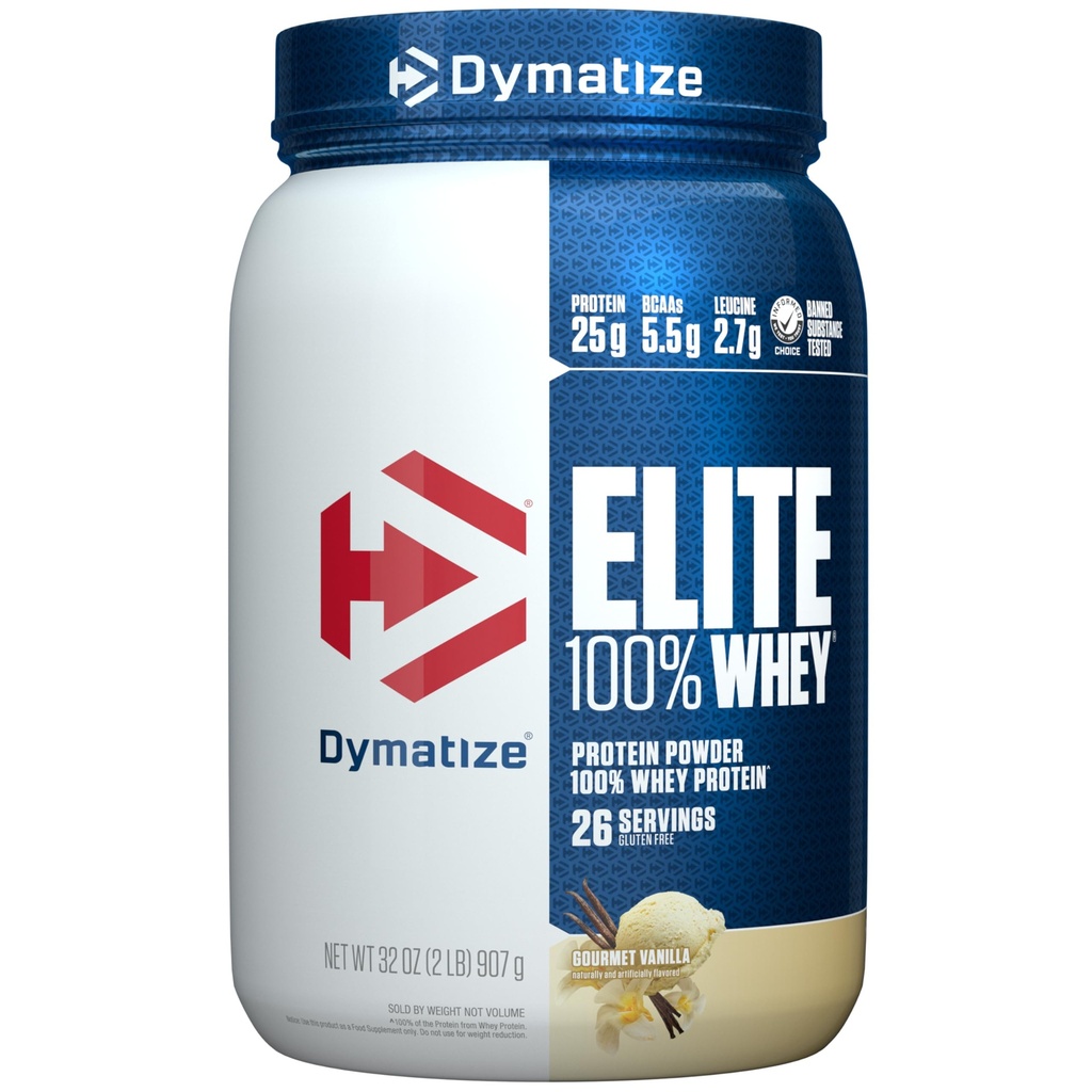 Dymatize 엘리트 100 % Whey Protein Powder, L-Leucine, 빠른 흡수 및 최적의 근육 회복, Gourmet Vanilla, 32 Oz에 대한 빠른 소화