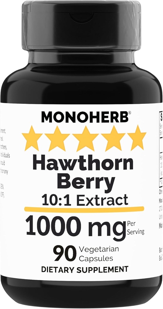 MONOHERB 호손 베리 추출물 1000 mg - 90 채식 캡슐