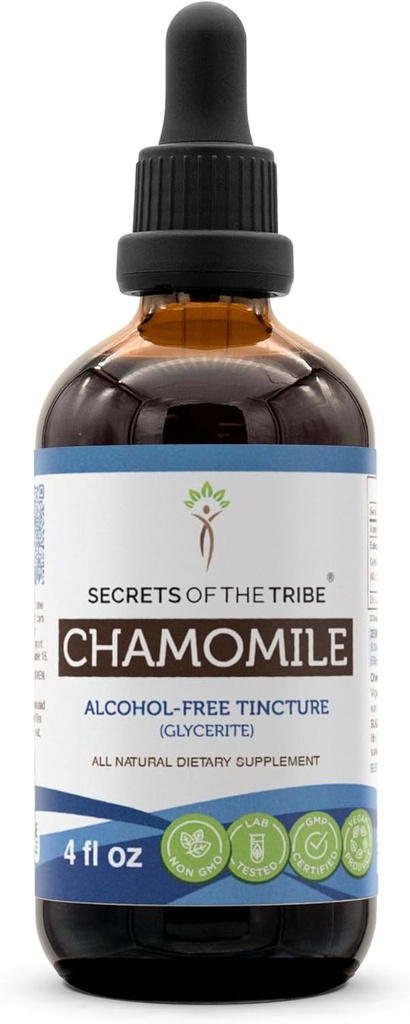 Tribe Chamomile Alcohol-Free Liquid Extract의 비밀, Chamomile (Matricaria Recutita)는 플라워 Tincture Supplement (4 FL OZ)를 건조
