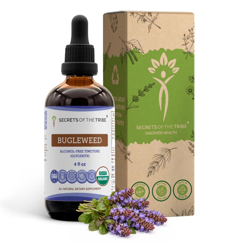 Tribe Bugleweed Tincture 알코올 무료 액체 추출물의 비밀, USDA 유기 Bugleweed (Lycopus Virginicus) 건조 허브 (4 FL OZ)