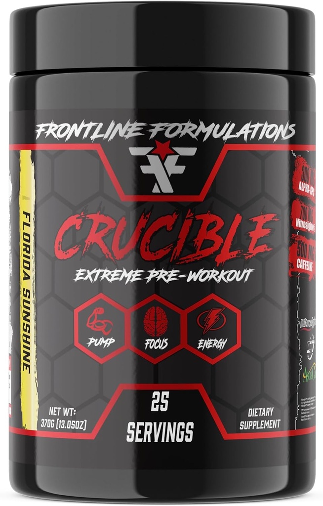 Crucible Pre-Workout Powder, 폭발성 운동, 레이저 초점, 높은 자극, 놀라운 맛, 베테랑 소유 및 운영 (25 서빙, 플로리다 선샤인)
