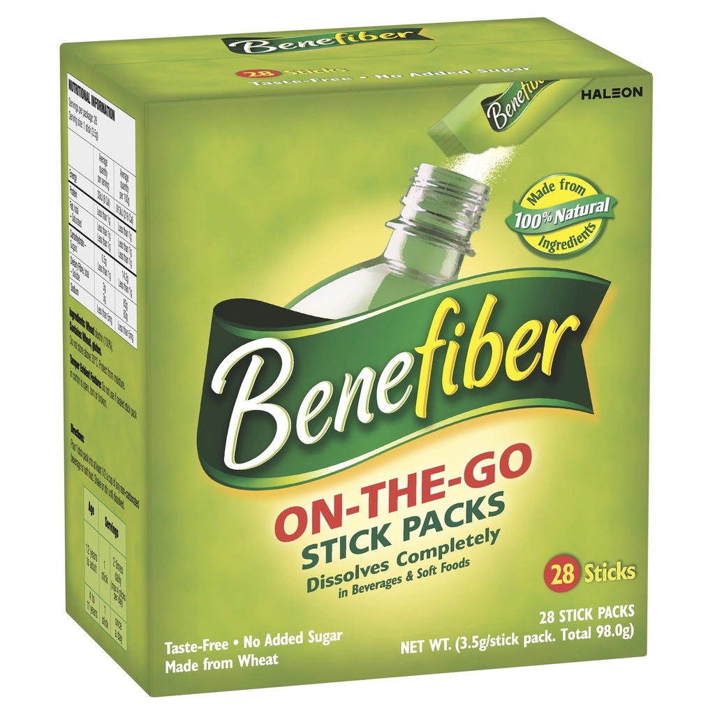 Benefiber 자연적인 섬유 보충교재에 고 지팡이 28 팩