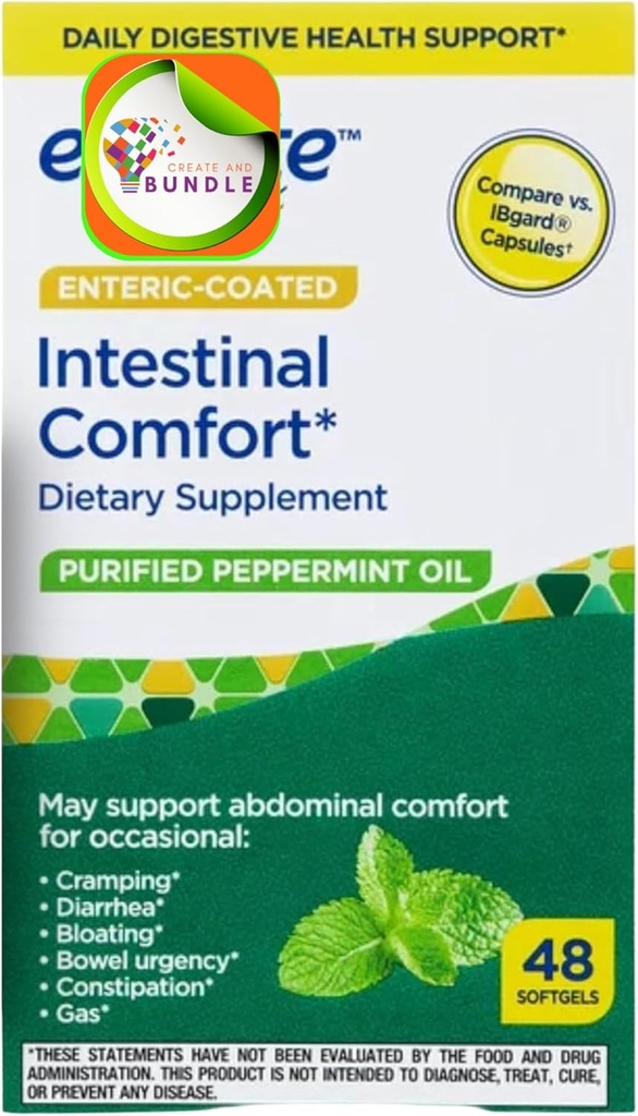 Equate Peppermint Oil Softgels, 48 Count - 향상된 소화성 건강, 천연 Peppermint Extract, Gastro 내장 컴포트 + 스티커 만들기